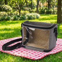 Portable Pet Carrier with Transparent Window and Textile Hamster Carrier, Rectangular Guinea Pig Travel Box, Outdoor Small Animal Bag