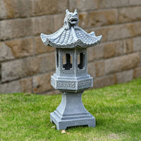 Japanese Pagoda Lantern LED Light Stone Pillar Lamp Antique-Design for Yard