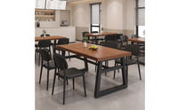 Long-Lasting Wood Grain Dining Table Easy to Assemble Table with K-Shaped Legs Scratch-Resistant Furniture Space-Saving for Families, Renters, Kitchen, Cafe