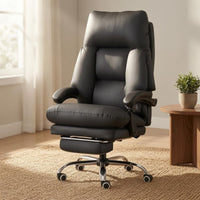 Reclining Office Chair Rolling Casters Chair with Footrest Swivel Seating Furniture for Enthusiasts