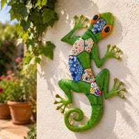 Metal Wall Hanging Weatherproof Wall Art Colorful Design Reptile Metal Decor for Garden, Living Room
