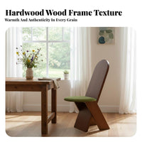 Dense Wood Frame Curved spinerest Chair Retro aesthetic Dining Seating Upholstered Seat Indoor Furniture Minimalist Design for Homeowners, Restaurant Owners, Families, Kitchen, Living Room, Cafe