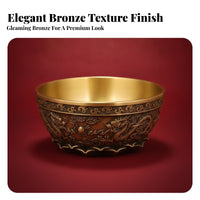 Antique Brass Dragon Bowl Embossed Chinese Motif Bowl