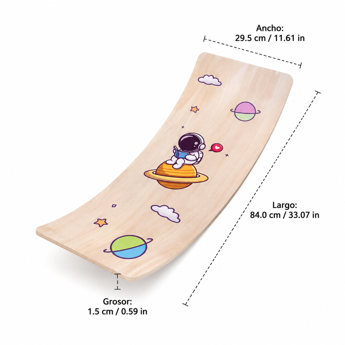 Wooden Balance Board for Kids, Curved Balance Table with Felt Pad, 94.5x29.5x1.5cm, Ideal for Play and Training