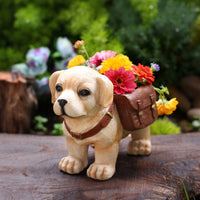 Labrador Dog Planter Long-Lasting Resin Garden Decor Decorative Ornament