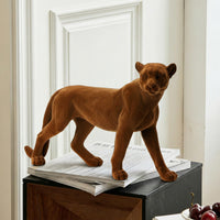 Creative Luxury Flocked Leopard Figurine for Desk, Entryway, TV Cabinet