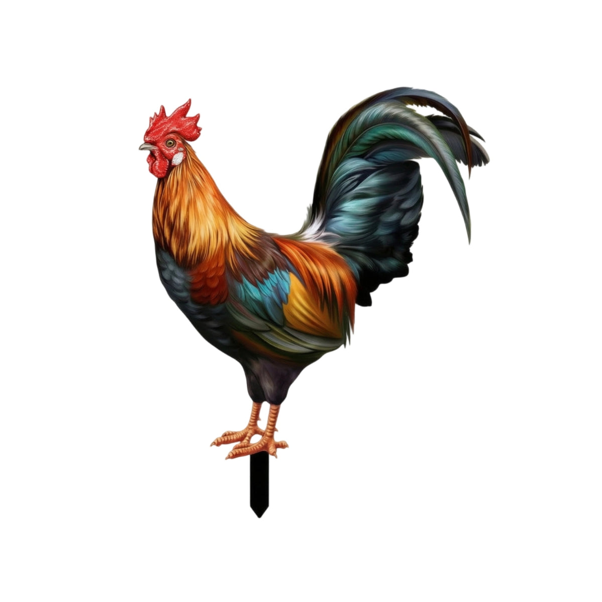 Cock Garden Stake Printed Cock Ornament with Stake Decorative