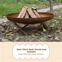 Portable Steel Fire Pit, Wood Burning, Outdoor Use