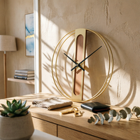 Modern Geometric Metal Timepiece Minimalist Openopenwork Wall Timepiece Black