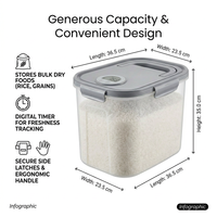 Airtight Rice Bin with Wheels, Stackable Design Storage Container, Transparent Grain Storage Bin, La - Image 5