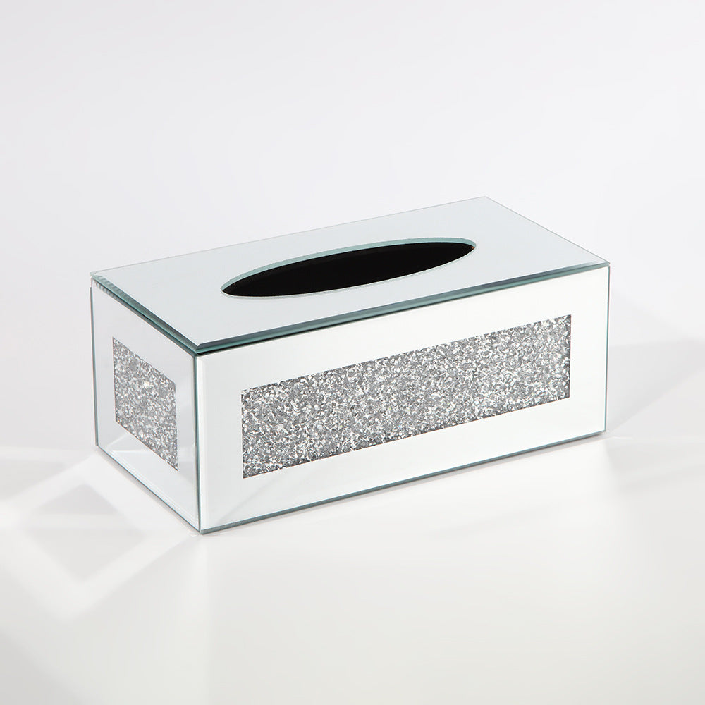 Crystal Glass Tissue Box Cover, Geometric Decorative Desktop Organizer, European Style