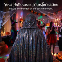 Hooded Cape for Halloween, Fancy Dress Costume Party, Shiny Hooded Cape Festival, Cloak Hood Cosplay - Image 5