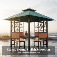 Resistant Patio Pavilion Sun Pdecayection Gazebo with Table and Benches Waterproof Outdoor Structure Vented Canopy for Homeowners, Gardeners, Entertainers, Rooftop, Courtyard, Backyard, Poolside