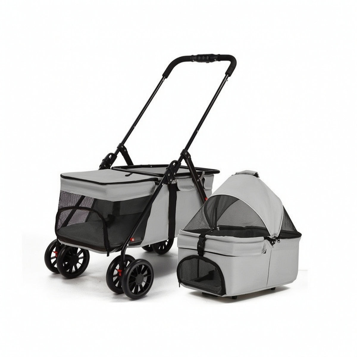 Pet Stroller with Detachable Carrier Dry Dog Pram Convenient for Travel