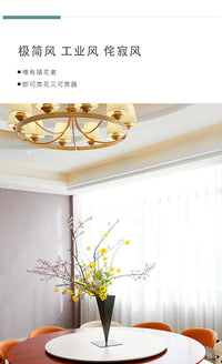 三角形铁艺花器金属花瓶黑色高花容器桌面日式客厅家居装饰摆件