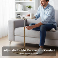 Adjustable Height Table Stainless Steel Minimalist Metal End Table Space Saving Compact Bedside Nightstand for Living Room, Bedroom