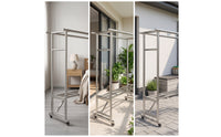 Free Standing Rolling Clothes Rack with Shelf Heavy Duty Clothes Rack with Shelf Portable Double-Tier for Balcony