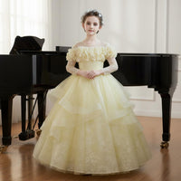 Long Sleeve Princess Dress Puffy Skirt Flower Girl Formal Dress for Wedding