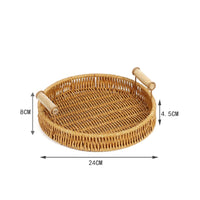 Woven Serving Tray Wooden Handles Woven Tray Multi-Purpose