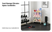 Exercise Mat and Dumbbell Holder Portable with Wheels Dumbbell and Exercise Mat Holder Home Gym Storage Rack Sturdy Duty