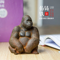中式创意大猩猩家居客厅书房桌面小摆件复古做旧工艺品手工装饰品