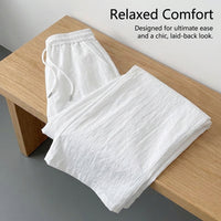 Ladies Trousers for Women UK with Elasticated High Waist, Wide Leg Summer Style in Cooling Ice Silk Material