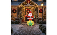 Inflatable Santa with Gift Box Giant Santa with Gift Box Christmas Inflatable Stable Outdoor Decoration Festive for Yard, Lawn