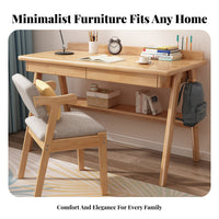 Minimalist Design Computer Desk with Integrated Storage Sturdy Structure Student Desk with Drawers and Shelf Easy Assembly Writing Table for Students, Children, Adults, Bedroom, Small Areas, Study Room