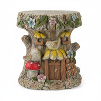 Animal Stump Stool Resin Look Tree Stump Garden Stool Handcrafted Details Decorative Seat for Balcony