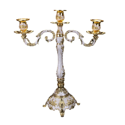Candle Holder with Three Cups Embossed Candelabra with Arms Decorative