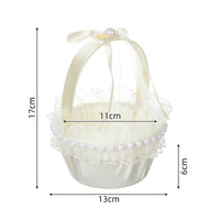 Flower Girl Basket Romantic Basket with Lace Trim Handmade for Bridal Procession