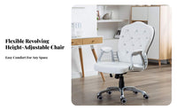 Upholstered Rolling Task Chair European Design Swivel Seat Adjustable Height