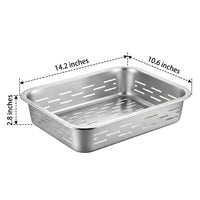 Stainless Steel Colander Set of 2, Rectangular Food Strainer with Slotted Holes, Kitchen Colander Draining Basket in Multiple Sizes for Home
