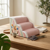 Two-Step Pet Stairs Pastel Dog Stairs Rigid Support for Bedside