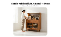 Solid Wood Coffee Bar Cabinet Multifunctional Tea Station Storage Cabinet Large Capacity Small Dining Room Sideboard Sturdy and Long-Lasting for Apartment Dwellers, Homeowners, Entertainers, Entryway, Home Office