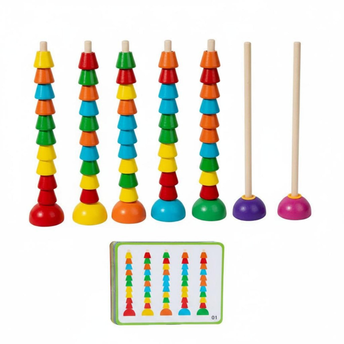Hand-Eye Coordination Pattern Matching Stacking Beads Reasoning Training Math Counting Beads Set Multi-Functional Color Sorting Bead Stacker for Preschoolers, Kids 3+, Toddlers, Classroom, Playroom