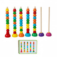 Hand-Eye Coordination Pattern Matching Stacking Beads Reasoning Training Math Counting Beads Set Multi-Functional Color Sorting Bead Stacker for Preschoolers, Kids 3+, Toddlers, Classroom, Playroom