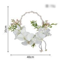 Wreath Bouquet with Pearl Handle Beaded Decorations Faux for Bridal Photoshoots