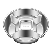 Bomansi 316 Stainless Steel Divided Serving Plate with Handle, 20cm, Round, Frosted
