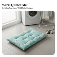 Winter Warmth Washable Dog Mat Thick Cotton Filling Dog Sleeping Pad Cartoon Print for Crate, Indoors, Living Room