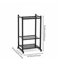 Garden Tool Rack Three Shelf Freestanding Tool Rack Perforated Bottom Outdoor Storage