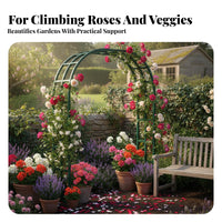 Metal Garden Arch Easy Assembly Rose Arch Trellis Weather-Resistant Climbing Plant Archway for Homeowners, DIY Enthusiasts, Pathway, Backyard, Patio
