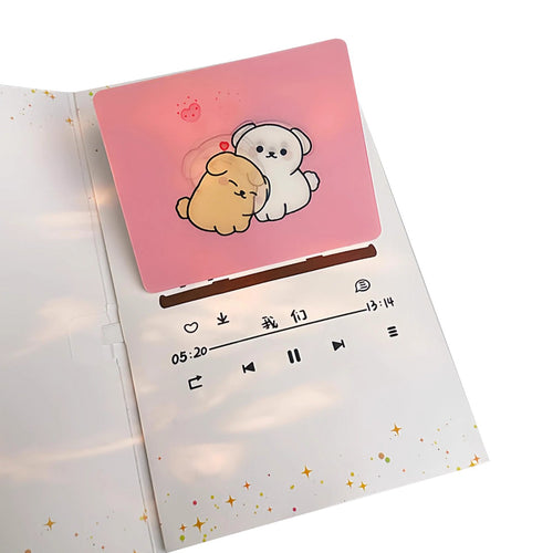 Recording Pop-up Greeting Card Including Personalized Couple Message Feature Animated Effect Pop-up Design Music-themed Illustration Romantic Handwriting Element Suitable for Birthday Gift Giving Holiday Celebration Partner Confession Couple Anniversary