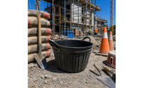 Black Rubber Bucket Open Top Woven-Texture Bucket Nestable Utility Container for Construction Tasks