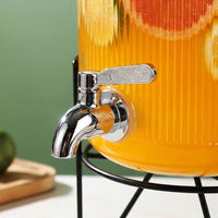 Drink Dispenser with Ribbed PVC Body, Large Capacity for Fruit Tea and Iced Tea Glass Water Option for Home Bar and Parties