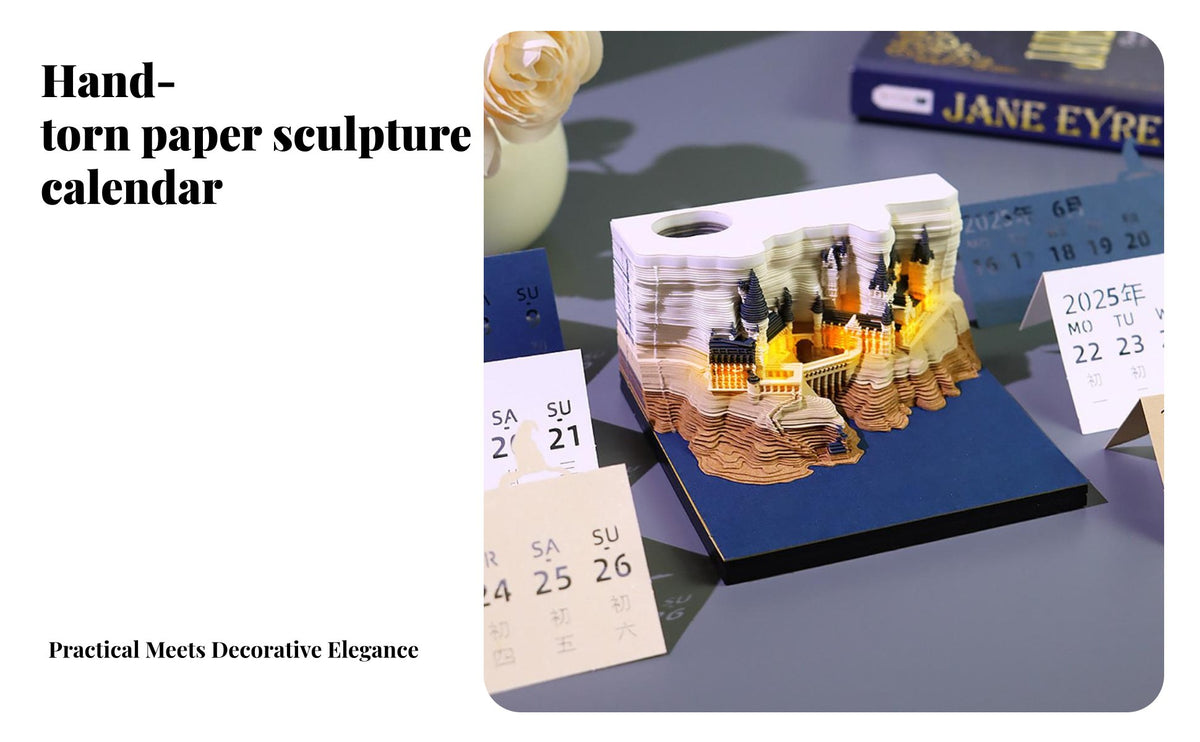 Tear-Removable Paper Sculpture Calendar Creative Gift 3D Papercraft Memo Pad Multi-Functional Dimensional Artwork Notepad for Fantasy Lovers, Students