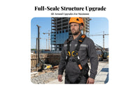 Two Chest Points Full-Body Safety Harness Adjustable Anti-Fall Harness Black and Orange Safety Gear Steel D-Rings for Emergency Rescue
