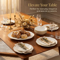 Bone China Serving Plates with Gold Trim, Modern Minimalist Style