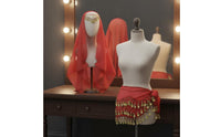 4 Pieces Sequin Details Fortune Teller Costume Kit Performance Wear Romani-Inspired Costume Accessories Lightweight Chiffon Coin Hip Scarf and Veil Set for Dancers, Women, Themed Party, Halloween, Cosplay