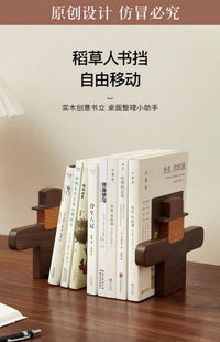 Creative Scarecrow Bookend, Solid Wood Desk Book Organizer